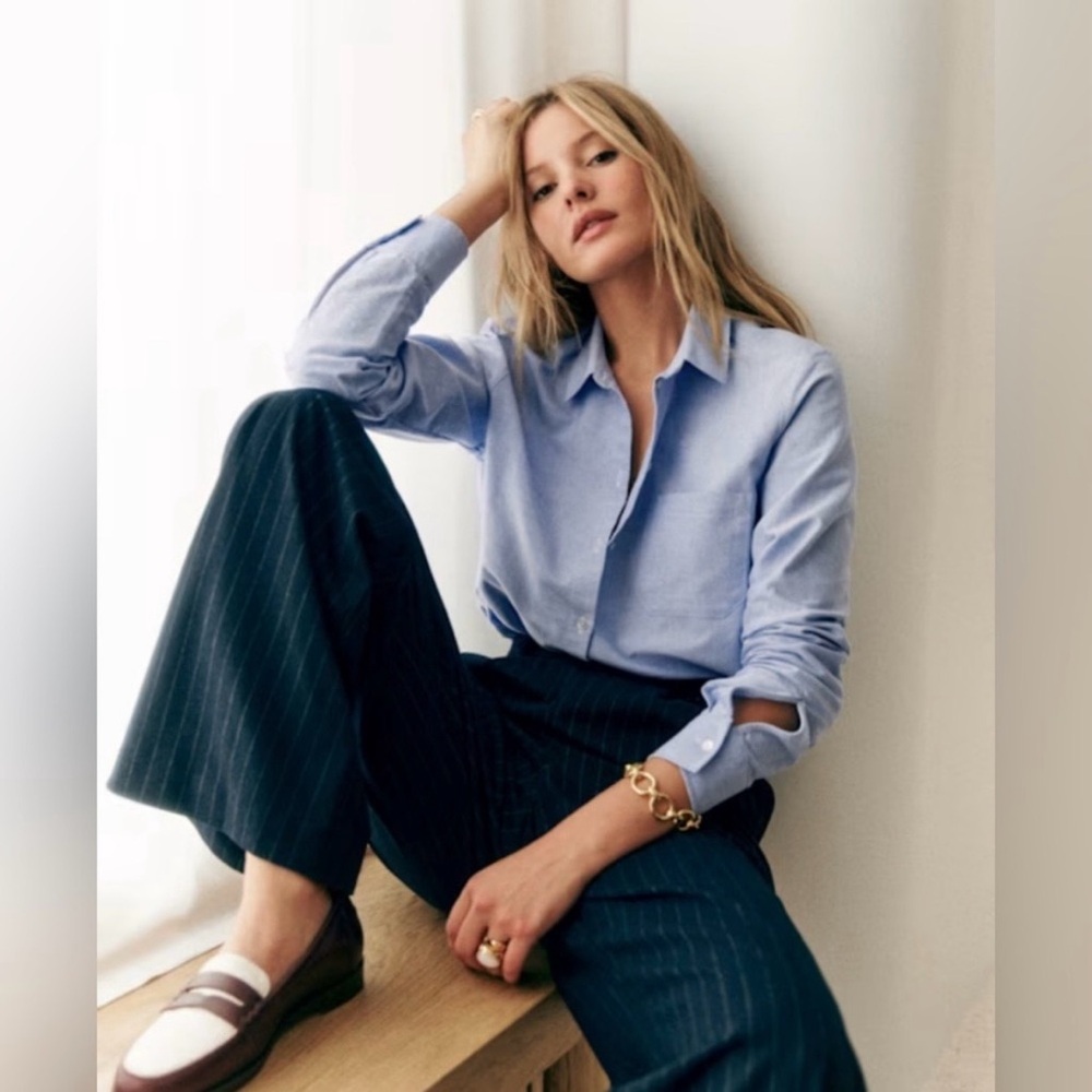 Sezane Light Blue Tomboy Button-Down Shirt NWOT